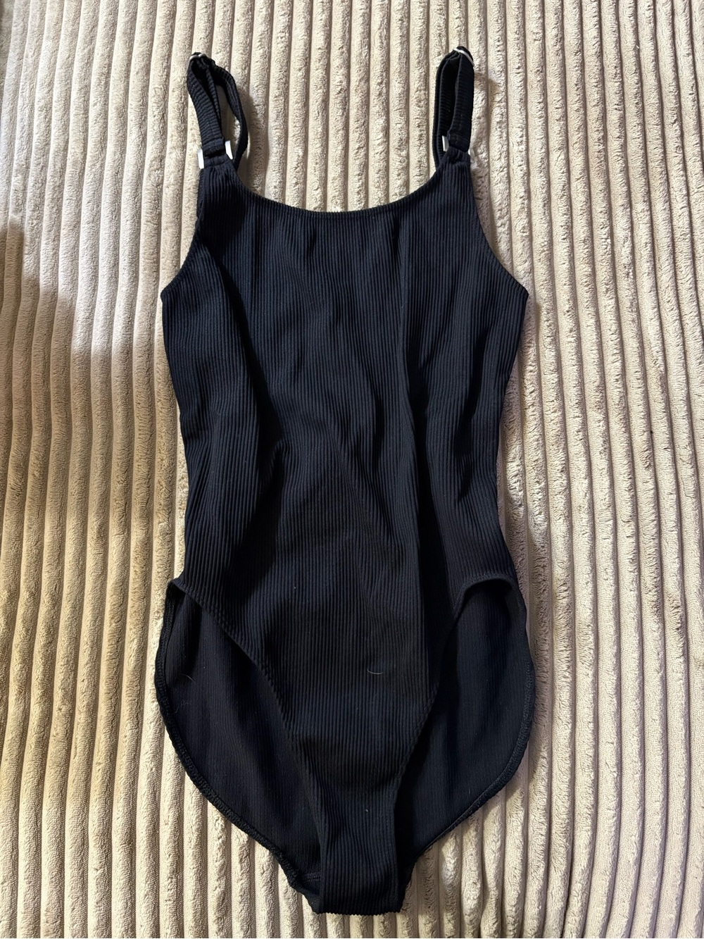 Urban Outfitters Black Ribbed Bodysuit with Adjustable Straps